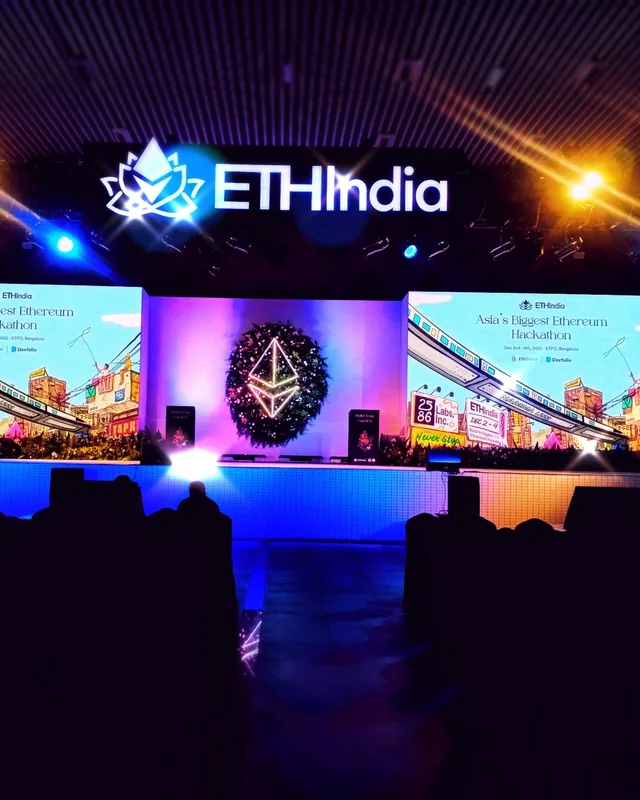 The ETHIndia 2022 main stage lit up